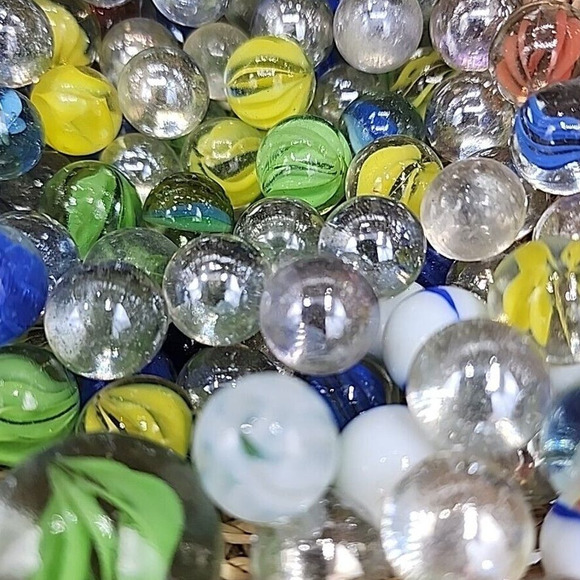 Marbles Mixed Lot More Than 2lbs White Orange Clear Cats Eyes Green & More - Picture 6 of 6